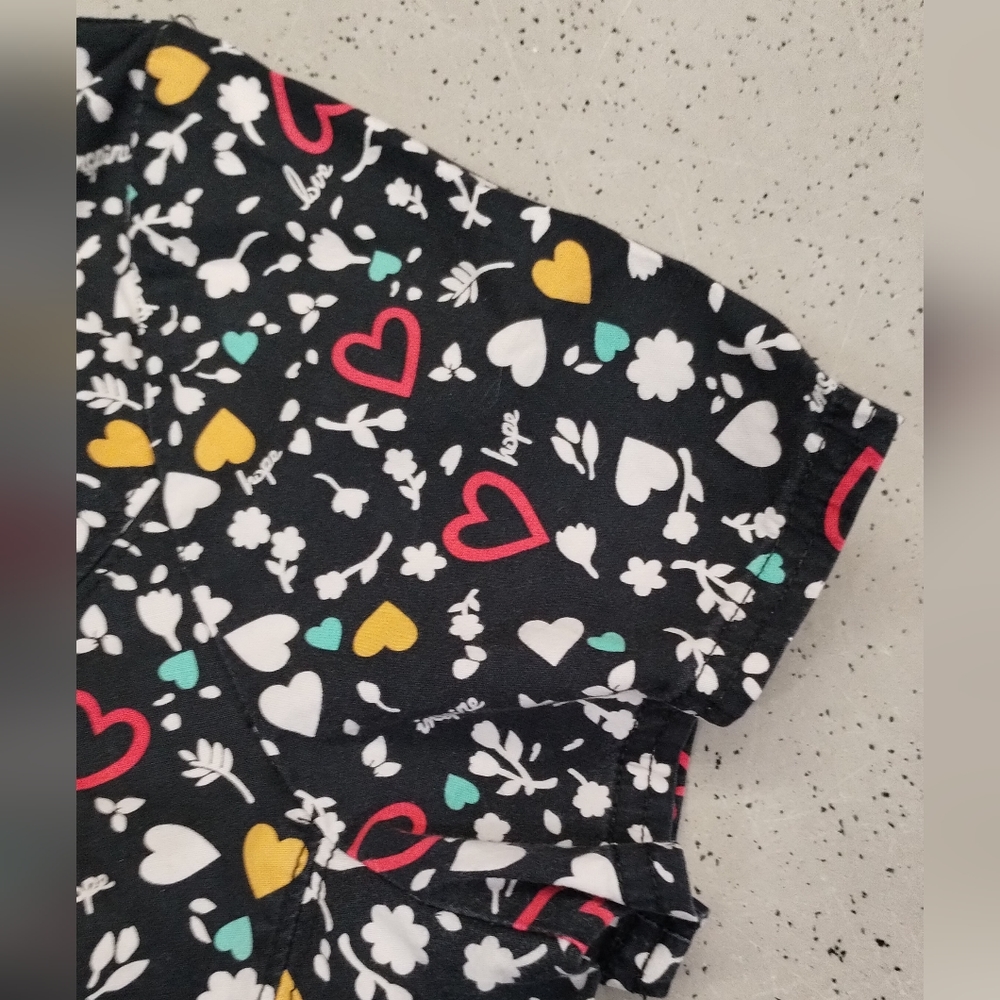 Code Happy LG Nurse short sleeve Scrub Pattern Flower Heart Love Hope Inspire - Picture 6 of 11